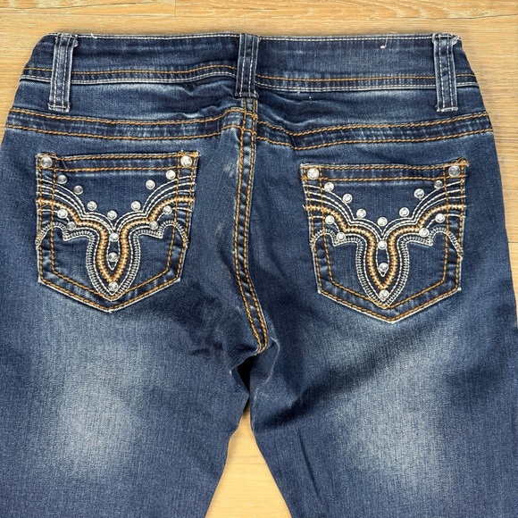 Liuce's Jeans Jeweled Low Rise Straight Leg Denim, Size 3 - Picture 3 of 6